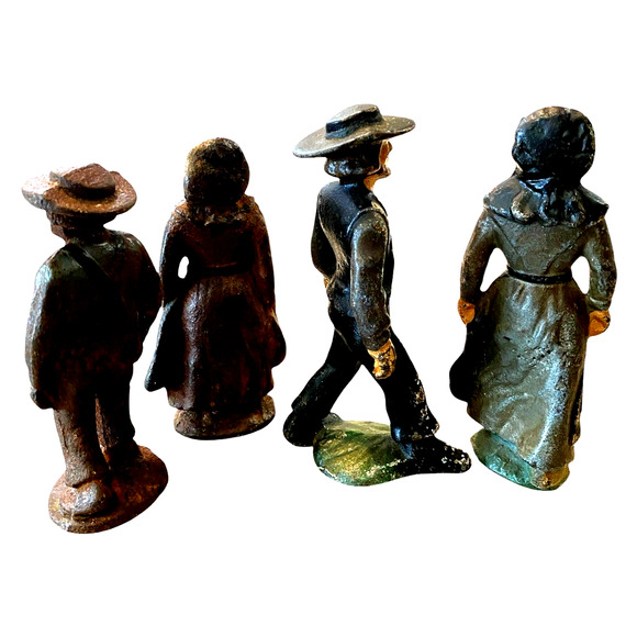 Vintage 1940-50's Cast Iron Amish Figurines - Set of 4 - A286 - Picture 8 of 13